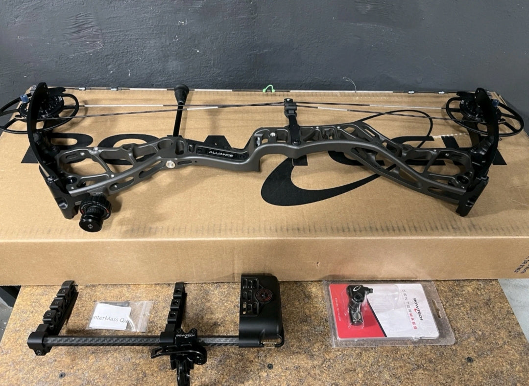 2026 Bowtech Alliance 30 Compound Bow - Right Hand, 70lbs, Stealth Gray (w/ Quiver & Stabilizer Mount)